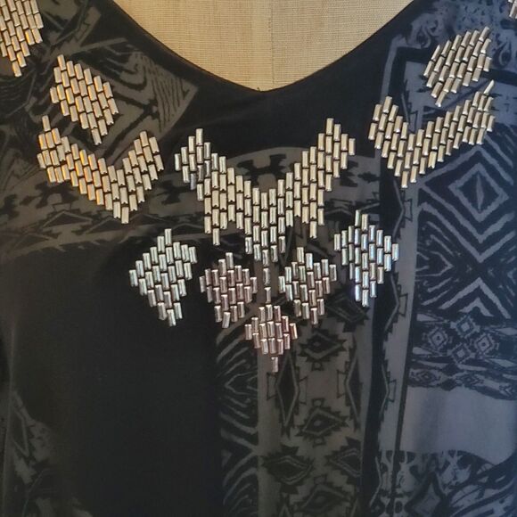 Style & Co Layered Tank Top with Metallic Beading, Size S-M, NWT - Picture 2 of 7